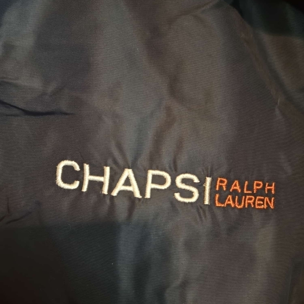 CHAPS Ralph Lauren Orange & Navy Hooded Puffer Jacket | Big & Tall 2X | Winter - Picture 3 of 5